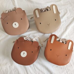 Kids Girls Fashion Sweet Cute Solid Color Cartoon Rabbit Bear Shape Drawstring Backpacks Bag