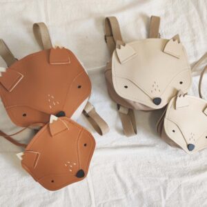 Kids Girls Fashion Sweet Cute Solid Color Cartoon Fox Shape Zipper Square Handle Backpacks Bag