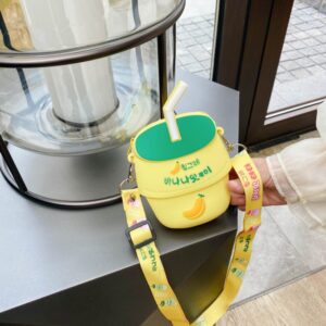 Kids Girls Fashion Sweet Candy Color Banana Strawberry Rainbow Rocket Silicone Mini Crossbody Bag