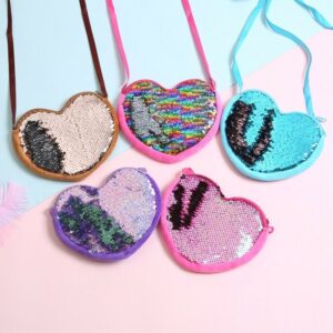 Girls Heart-shaped Sequin Coin Purse