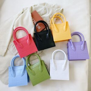 Girls Simple Square High Handle Design Crossbody Bags