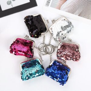 Kids Girls Fashion Cute Solid Color Sequin Mini Wallets Bag