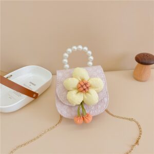 Kids Girls Casual Cartoon Cute Flower Change Pearl Hand Chain Shoulder Crossbody Bag