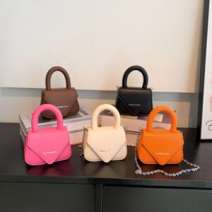 Children Kids Baby Fashion Girls Retro Pu Leather Chain Mini Crossbody Shoulder Handle Bag