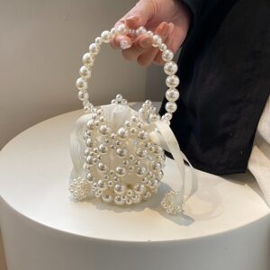 Children Kids Baby Fashion Girls Casual Pearl Woven Messenger Bucket Bags