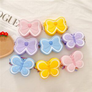 Children Kids Baby Fashion Girls Silicone Cartoon Butterfly Bow Knot Shape Messenger Shoulder Bag