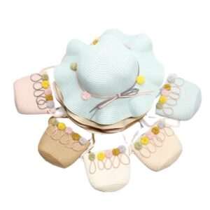 Children Kids Baby Fashion Flower Straw Hat Crossbody Bag