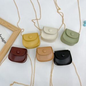 Children Kids Baby Fashion Girls Simple Solid Color Chain Messenger Crossbody Bag