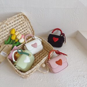Kids Children Girls Heart Pattern Square Handbag Bag