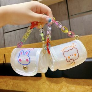 Kids Creative Bear Rainbow Laser Mesh Cylinder Coin Purse