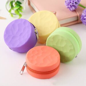 Kids Simple Candy Color Round Silicone Zipper Coin Wallet