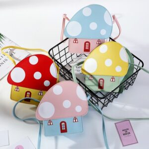 Kids Girls Casual Cute Cartoon Mushroom House Crossbody Bag