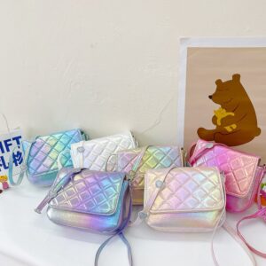 Kids Girls Cute Laser Candy Color PU Crossbody Bag