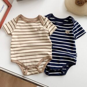 Kids Baby Boys Fashion Cute Bear Thin Short Sleeve Jumpsuits