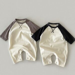 Kids Baby Boys Fashion Casual Contrast Color Long-Sleeve Jumpsuit