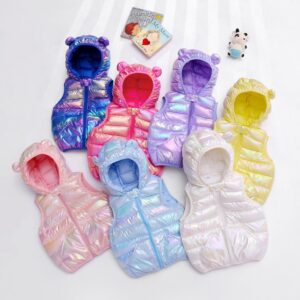 Kids Autumn And Winter Cute Colorful Sleeveless Hooded Down Vest