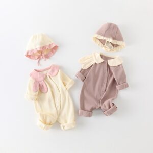 Autumn And Winter Baby Fashion Contrast Color Stitching Long Sleeve Rompers