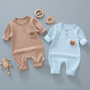 Kids Baby Boys Girls Casual Cute Cartoon Bear Long Sleeve Romper