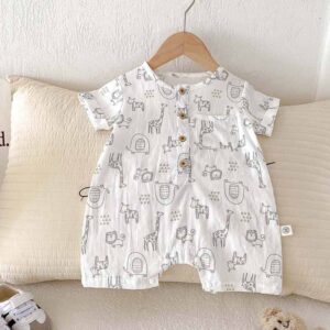 Kids Baby Boys Girls Casual Cute Cartoon Print Romper