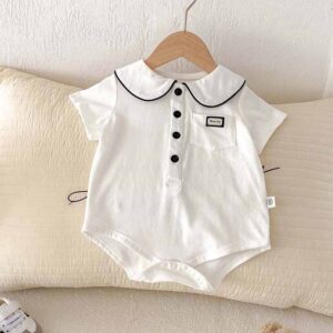 Kids Baby Boys Girls Casual Cute Peter Pan Collar Romper