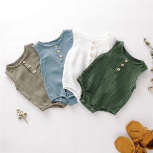 Kids Simple Solid Color Sleeveless Romper