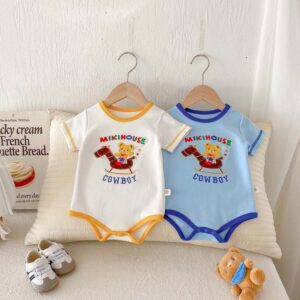 Kids Baby Boys Girls Casual Cute Cartoon Print Short Sleeve Romper