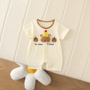 Kids Baby Boys Girls Cute Cartoon Short Sleeve Romper