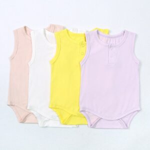 Kids Baby Boys Girls Casual Cute Solid Color Sleeveless Romper