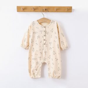 Kids Baby Boys Girls Casual Cute Tiny Flower Dinosaur Print Long Sleeve Romper