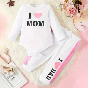 Kids Baby Boys Girls Casual Cute Alphabet Print Long Sleeve Romper Trousers Sets