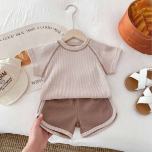 Kids Baby Boys Girls Casual Cute Short Sleeve Top Shorts Sets