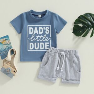 Kids Baby Boys Casual Cute Letters Print Short Sleeve T-Shirt Shorts Set