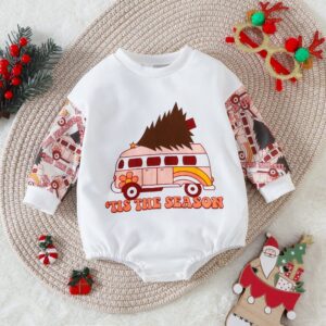 Kids Baby Boys Girls Casual Cute Christmas Cartoon Letter Print Long Sleeve Romper