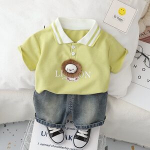 Boys Fashion Short Sleeve Cartoon Two-Piece Set