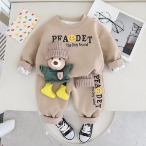 Children Casual Cartoon Sweatshirt And Pants Two-Piece Set