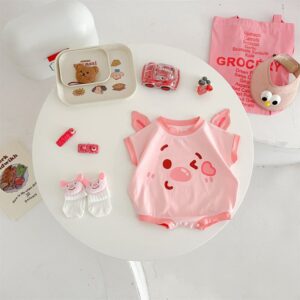 Pink Little Pig Cute Cartoon Summer Baby Clothes Rompers