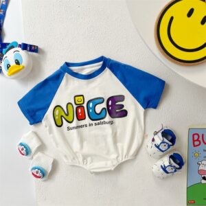 Baby Clothes Summer Letter Fashionable Loose Short-Sleeved Climbing Cotton Rompers