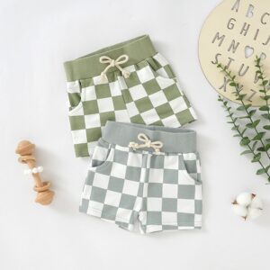 Kids Baby Boys Girls Fashion Casual Playd Print Shorts