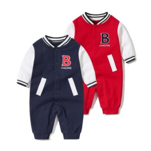 Kids Baby Boys Casual Sport Letters Embroidery Long Sleeve Romper