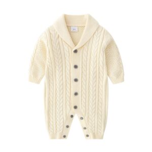 Winter Baby Fashion Solid Color Single-Breasted Knit One Piece