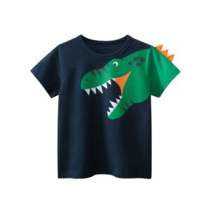 Boys Casual Cartoon Dinosaur Print Short-Sleeved T-Shirt