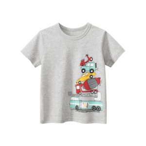 Boys Casual Cartoon Car Printed Short Sleeve T-Shirt
