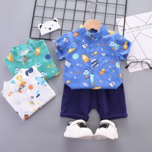 Boy Stylish Star Print Shirt Two-Piece Set