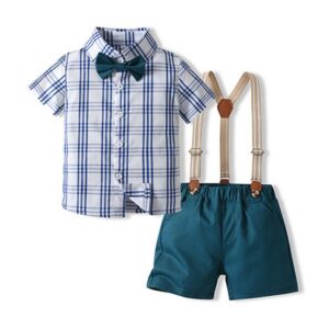 Boys Fashion Plaid Print Shirt Two-Piece Set