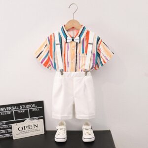 Boys Fashion Graffiti Print Short-Sleeved Shirt Four-Piece Set