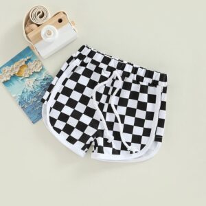 Baby Kids Boys Girls Summer Plaid Drawstring Casual Shorts