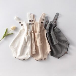 Kids Baby Girls Autumn Winter Casual Cute Solid Color Sleeveless Knitted Romper