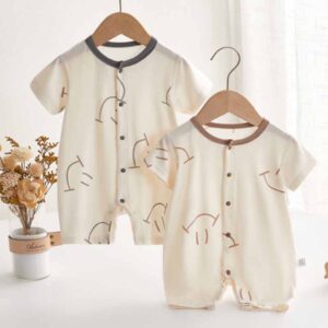 Kids Baby Boys Girls Casual Cute Smiley Print Short Sleeve Romper