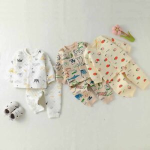 Kids Baby Boys Girls Casual Cute Cartoon Print Long Sleeve Top Trousers Set