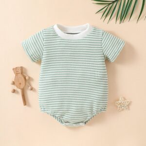 Kids Baby Boys Girls Casual Cute Stripe Short Sleeve Romper